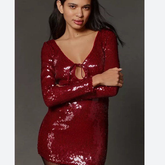 Brand New Bardot Verona Long-Sleeve Sequin Mini Dress - Picture 1 of 8